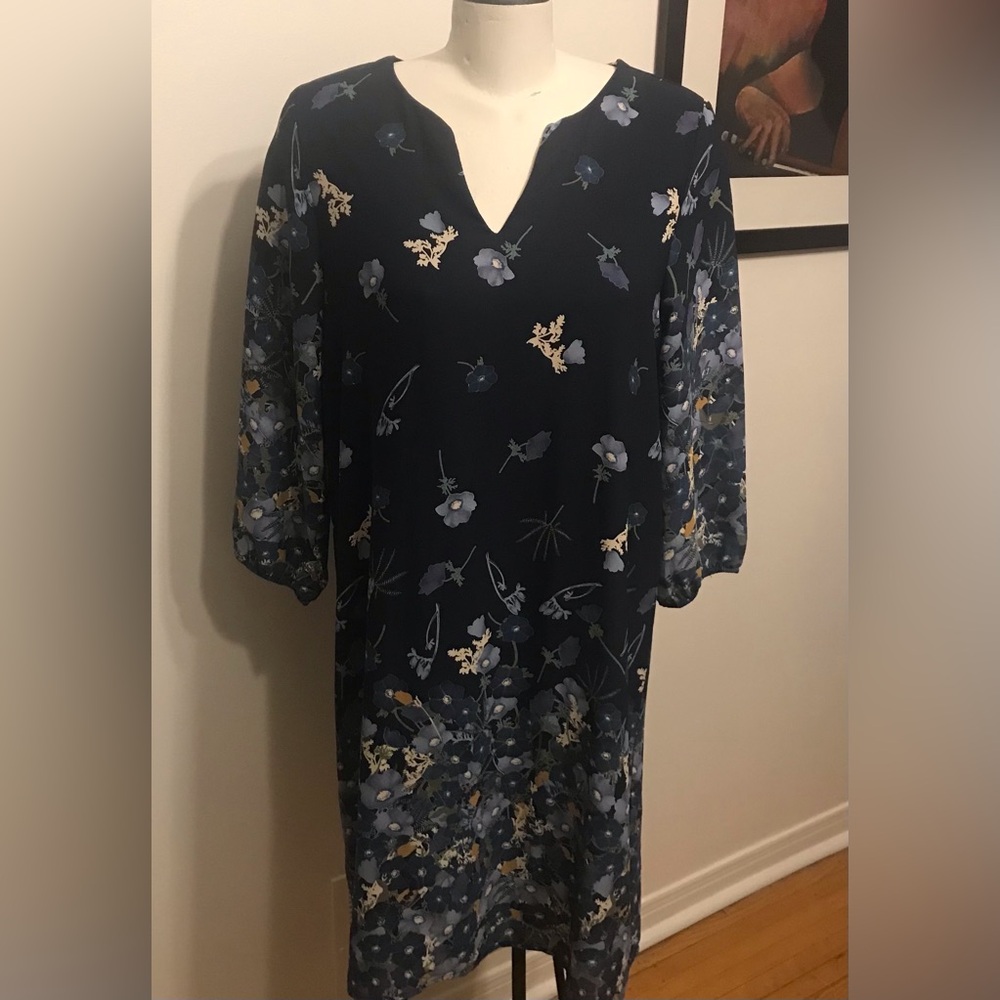 NWT - Mia + Tess Blue Flowered Dress - Size Large
